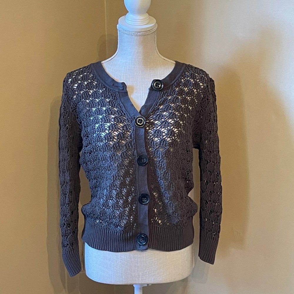 Old Navy Open Knit Button Sweater - Khaki Grey